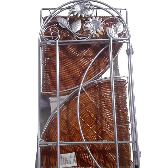 Wicker 2 Tier Corner Rack Silver w/Sunflowers - Picture 3 of 3